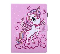 AIFILLE Antichoc Coque de Protection pour Tablette Tactile 10 Pouces Universelle Rose Silicone Cover et Premium PU Cuir Pochette Livre Etui a Rabat Support avec Motif Animaux Licorne Ange pour Fille