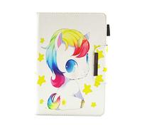 AIFILLE Blanc Coque Universelle Tablette 10.1 pouces Enfant Licorne Cute Motif Portefeuille Etui a Rabat Flip Support 360 Antichoc Housse de Protection en Cuir PU Universel 10 inch Tablet Rigide Cover