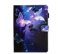 AIFILLE Bumper pour iPad Pro 10,5 Pouces 2017/2019 Coque Blanc Violet Bleu Papillons Motif Fille Femme Flip Cover Housse en PU Cuir Antichoc Etui Protection avec Support Fonction Fantes pour Carte