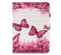 AIFILLE Compatible avec Coque 2022 iPad Air 10.9 Pouces (5e Génération) 360 Antichoc Protection Papillons Rose Vif Motif Flip Housse en Cuir PU Portefeuille Support Étui Holster Tablette Accessoires