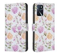 AIFILLE Compatible avec Coque Oppo A16/A16s/A55 5G 6,5" Jaune Rose Fleur Motif Pochette Flip Etui a Rabat Clapet en Cuir PU Rabat Support Fonction Femme Fille Housse de Telephone Portable Bumper