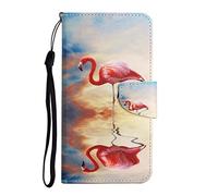 AIFILLE Compatible avec Coque Oppo A53 Flamant Rose Motif Pochette Flip Protége Etui a Rabat Clapet en Cuir PU Silicone Rabat Support Fonction Animaux Housse de Telephone Portable Bumper
