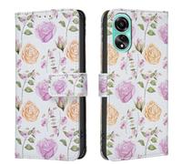 AIFILLE Compatible avec Coque Oppo A78 4G 6,43 Pouces Jaune Rose Fleur Motif Pochette Flip Etui a Rabat Clapet en Cuir PU Rabat Support Fonction Femme Fille Housse de Telephone Portable Bumper