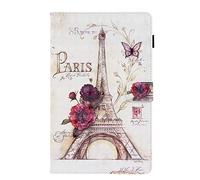 AIFILLE Compatible avec Coque Samsung Tab A 10.1 2019 T510/T515 Torre Eiffel di Parigi Motif Cuir PU Folio Etui avec Porte Carte Pochette Fille Sac Antichoc Housse de Protection Tablette Accessoires