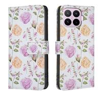 AIFILLE Compatible avec Coque Xiaomi 17T 6,59 Pouces Jaune Rose Fleur Motif Pochette Flip Etui a Rabat Clapet en Cuir PU Rabat Support Fonction Femme Fille Housse de Telephone Portable Bumper