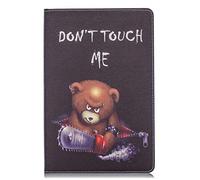 AIFILLE Compatible avec Samsung Galaxy Tab S5E 10.5 T720/T725 Noir Coque Motif Animaux Ours Brun Don't Touch ME Pochette Garçon Housse en Cuir PU Anti Choc Protection Rigide Tablette Accessoires