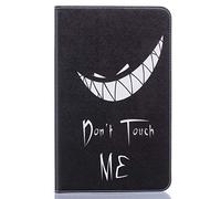AIFILLE Etui de Protection Compatible pour Samsung Tab A 2016 10.1 T580/T585 Noir Don't Touch ME Portefeuille Homme Garçon Coque en Cuir PU Silicone Bumper avec Motif Dents Blanche en Colère