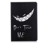 AIFILLE Etui de Protection Compatible pour Samsung Tab S4 2018 10.5 T830/T835 Noir Don't Touch ME Portefeuille Homme Garçon Coque en Cuir PU Silicone Bumper avec Motif Dents Blanche en Colère