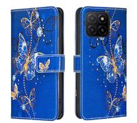 AIFILLE Etui en Cuir PU Portefeuille Coque Compatible pour Honor X6c/ Honor X5b Diamant Papillons Violet Motif Antichoc 360 Full Body Protection Étuis à Rabat Fille Telephone Portable Bumper Skin