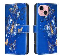 AIFILLE Etui en Cuir PU Portefeuille Coque Compatible pour iPhone 13/14 Diamant Papillons Violet Motif Antichoc 360 Full Body Protection Étuis à Rabat et Folio Fille Telephone Portable Bumper Skin
