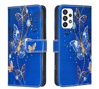 AIFILLE Etui en Cuir PU Portefeuille Coque Compatible pour Samsung Galaxy A73 5G Diamant Papillons Violet Motif Antichoc 360 Full Body Protection Étuis à Rabat Fille Telephone Portable Bumper Skin