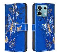 AIFILLE Etui en Cuir PU Portefeuille Coque Compatible pour Xiaomi Redmi Note 13 5G Diamant Papillons Violet Motif Antichoc 360 Full Body Protection Étuis à Rabat Fille Telephone Portable Bumper Skin