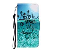 AIFILLE Etui Portable Compatible pour Samsung S20 Never Stop Dreaming Original Motif Flip Pochette Femme Etui en Cuir Anti Choc Housse de Protection avec Porte Carte et Fonction Support Smart Cover