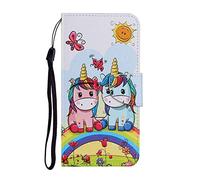 AIFILLE Étuis à Rabat et Folios pour Téléphone Portable Compatible avec Samsung A33 5G Blanc Coque Cuir PU Motif Garçon et Fille Licorne Antichoc 360 Integrale Housse de Protection Flip Smart Rigide