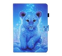 AIFILLE Fantaisie Enfant Housse Etui PU Cuir Compatible pour Tablette Samsung Galaxy Tab A 10.1 Pouces 2019 T510/T515 Animaux Bleu Clair Tiger Portefeuille Support Fonction Folio Antichoc Protection