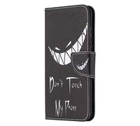 AIFILLE Flip Etui de Protection Compatible pour Honor 9X Lite Noir Don't Touch My Phone Portefeuille Homme Garçon Coque en Cuir PU et Silicone Souple Bumper avec Motif Dents Blanche en Colère