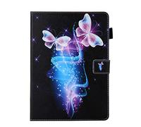 AIFILLE Noir Etui Tablette 10.1 Universel Fantaisie Papillons Volants Violet Motif Support Pochette Femme Fille Coque en Cuir Antichoc Housse de Protection pour 9.5-10.5 Pouces Tablette Tactile