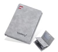 AIFILLE Porte Monnaie Homme en Cuir Petit Format, Portefeuille pour Homme en Cuir avec 11 Porte Carte Crédit et Zip Poche à Monnaie RFID Blocage Bifold Porte Feuilles pour Femmes Hommes, Gris