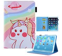 AIFILLE Portefeuille Coque pour iPad Pro 9.7 Pouces 2016 Motif Licorne Blanc Animé Flip Clapet Étui Rabat PU Cuir Porte Monnaie Bourse 360 Intégré Antichoc Housse de Protection avec Fonction Support