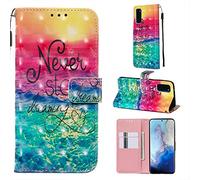 AIFILLE Portefeuille Fille Etui à Rabat en PU Cuir Compatible avec Housse Samsung Galaxy S20 Never Stop Dreaming Motif Glitter Ciel Fonction Support Telephone Portable Kits Livres Flip Smart Cover