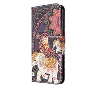 AIFILLE Portefeuille Housse en Cuir PU Y6p 2020 Animaux Éléphant Rétro Couleur Motif Flip Pochette Femme Fille Coque a Rabat Magnétique Porte Carte de Crédit Support Etui pour Huawei Y6p 6.3 Pouces