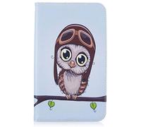 AIFILLE Tab A 2016 Coque avec Motif Animaux Hibou Garçon Cute Portefeuille PU Cuir Clapet Bleu Clair Etui Compatible avec Samsung Tab A6 7 Pouces T280/T285 360 Full Body Protection Tablette Housse