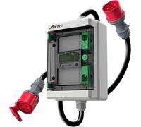 AIFIZO Compteur électrique numérique mobile avec réinitialisation 2 m, 3 phases 16 A 400 V Prise CEE et coupleur Compteur triphasé IP55 CEE Adaptateur pour prise de courant