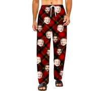 AIFLM Bas de Pyjama pour Homme et Femme Personnalisé avec Photo de Visage, Pantalon de Pyjama pour Portrait d'animal de Compagnie, Pantalon de Pyjama Personnalisé avec Photo