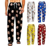 AIFLM Bas de Pyjama pour Homme et Femme Personnalisé avec Photo de Visage, Pantalon de Pyjama pour Portrait d'animal de Compagnie, Pantalon de Pyjama Personnalisé avec Photo