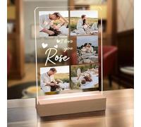 AIFLM Cadre Photo Personnalisé avec LED - Cadeau pour Couple Copain Copine Original - Cadeau Personnalisé Femme et Homme des Anniversaire, Noël et St-Valentin - Cadeaux Lumineux