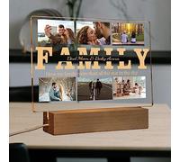 AIFLM Personnalisé Acrylique 3D Veilleuse Gravure Avec Texte Photo Lampe de Base en Bois Bureau Chambre Décoration Anniversaire Noël Saint Valentin Père Fête des Mères Cadeau