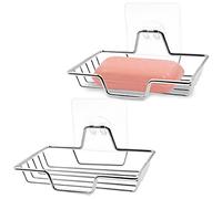 AIFUDA 304 Lot de 2 porte-savon muraux en acier inoxydable 304 sans perçage pour douche, salle de bain, baignoire et évier de cuisine Argenté