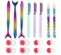 AIFUDA Kit de Peinture Diamant 16 Pièces - 8 Stylos Art Diamant Fait à la Main, 8 Outils, Colle - Stylos Perceuse Point Spirale Sirène (Rose)