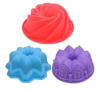 Aifuda Lot de 3 moules à gâteau en silicone en forme de tourbillon pour gâteaux et gâteaux à double fleur