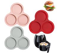 AIFUDA Lot de 3 moules à œufs en silicone anti-adhésif avec 3 cavités pour friteuses à air de plus de 6 l