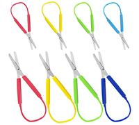 AIFUDA Lot de 8 paires de ciseaux à boucle 14 cm et 20,3 cm avec poignées faciles à ouvrir, support droit et gauche, ciseaux à boucle pour adultes et besoins spéciaux