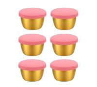 AiFunT 6 Piezas Tarros de Salsa de Acero Inoxidable 70ml - Herméticos con Tapas de Silicona Coloridas, Reutilizables, Lavavajillas y Ligeros, Perfectos para Salsas, Dips y Condimentos