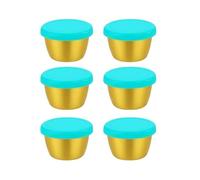 AiFunT 6 Piezas Tarros de Salsa de Acero Inoxidable 70ml - Herméticos con Tapas de Silicona Coloridas, Reutilizables, Lavavajillas y Ligeros, Perfectos para Salsas, Dips y Condimentos