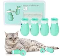 AIFUSI Lot de 4 Bottes Anti-Rayures pour Chats, Couvre-Griffes de Chat, Accessoires Réglables en Silicone, Gants de Protection des Ongles, Fournitures pour Animaux Domestiques pour Le Toilettage du