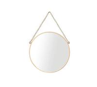 AIFUSI Miroir Suspendu, 25 x 25 cm Miroir de Maquillage de Salle de Bain Rond Cadre en Laiton avec Chaîne de Suspension [Petite Taille]