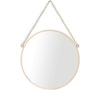 AIFUSI Miroir Suspendu, 30 x 30 cm Miroir de Maquillage Rond pour Salle de Bain, Cadre en Laiton avec Chaîne Suspendue [Taille Moyenne]