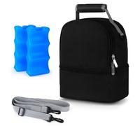 AIFUSI Sac Isotherme Double Couche pour Lait Maternel avec Poche de Glace, Sac à Dos Fraîcheur pour Biberons, Sac Isotherme Étanche pour Le Transport du Lait Maternel (Noir)