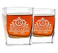 AIGAT 2 Pcs. Verre à whisky ou à rhum gravé et personnalisé, verre à bille taille 250ml