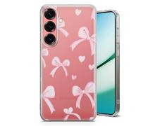 AIGAT Coque pour Samsung Galaxy S10 Plus - Étui en Silicone TPU Transparent Motif Belle Nœud Rose Girly Votre Idée Design Style avec Initiales et Texte - Nœud&Cœur