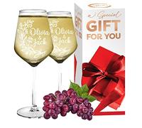 AIGAT Lot de 2 verres à vin blanc personnalisables 370 ml | Cadeaux de mariage pour mariée et marié | Verre à vin blanc personnalisé durable | Cadeau personnalisé pour toutes les occasions