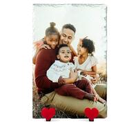 AIGAT Plaque Photo Ardoise Personnalisée Texte Image avec Présentoir Cœur - Format Vertical Décoration Murale Élégante Cadeau Souvenir Unique Maison 30x20 cm