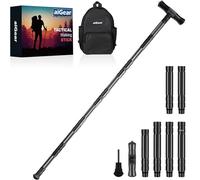 aiGear 6/7/8 Tubes Baton de Marche Pliable Aluminium| Include 3 Utensili Multifunzione e Una Custodia | Antichoc Antiderapant Canne de Marche | Réglable en Hauteur pour Randonnée Camping | Noir