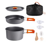 aiGear Kit de Casseroles Camping en Aluminium Orange 8 Pièces | Portable Léger, Kit de Cuisine de Camping, Ustensiles de Cuisine Extérieur Kit, pour Randonnée, Pique, Voyage