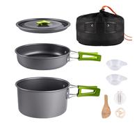 aiGear Kit de Casseroles Camping | Portable Léger Aluminium Kit de Cuisine de Camping | Ustensiles de Cuisine Kit | pour Randonnée Pique Voyage (CC02GN)