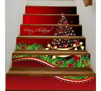 Aigend Autocollant d'escalier - 3D escaliers décoratifs de Noël décalcomanie Autocollants d'escalier décor de Famille étanche(02)